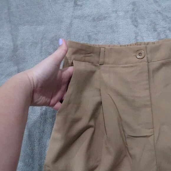Shorts Womens L Brown Bermuda Pleated Trouser Tailored Modest Minimalist Office - Picture 3 of 16